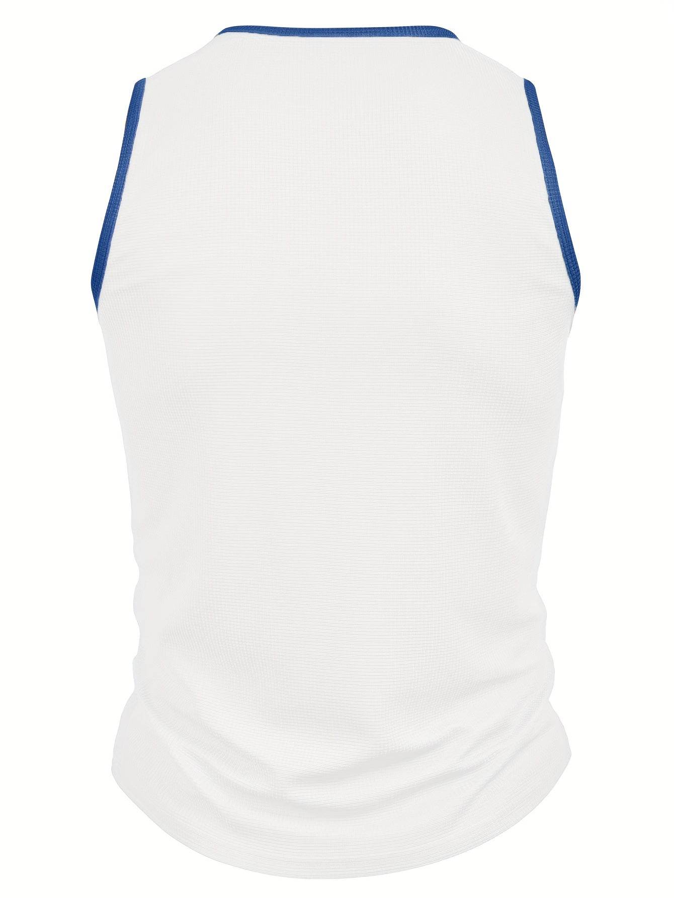 Men's Stylish Color-Blocked Casual Tank Top - Crew Neck, Slim Fit - Buy Center US