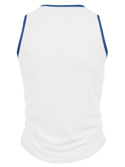 Men's Stylish Color-Blocked Casual Tank Top - Crew Neck, Slim Fit - Buy Center US