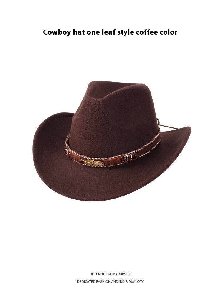 Woolen Cowboy Hat for Men & Women - Adjustable Ethnic Style Summer Accessory - Buy Center US