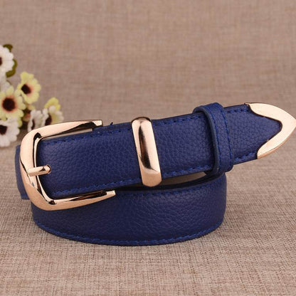 Women's Alloy Buckle Pant Belt - Stylish Imitation Leather in Multiple Colors - Buy Center US