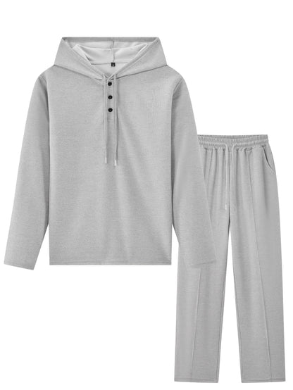 Casual Men's 2-Piece Set - Hooded Sweatshirt & Drawstring Pants - Buy Center US