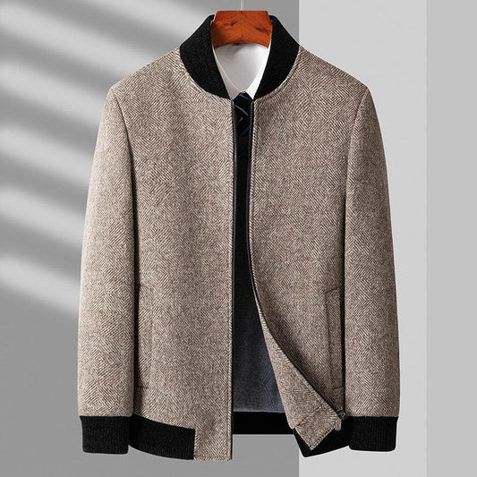 Buycenter Business Casual Woolen Jacket - Thickening Zippered Collar, Men’s - Buy Center US