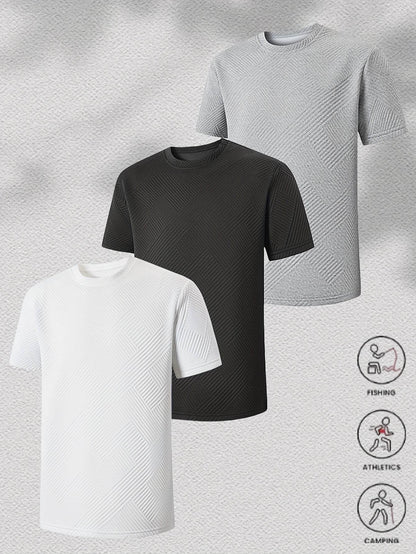 Men's Summer Houndstooth Knitted T-Shirt & Shorts Set - Casual Sports Outfit - Buy Center US