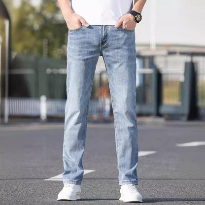 Buycenter Men's Slim-Fit Summer Jeans - Thin, Straight Leg Trousers - Buy Center US