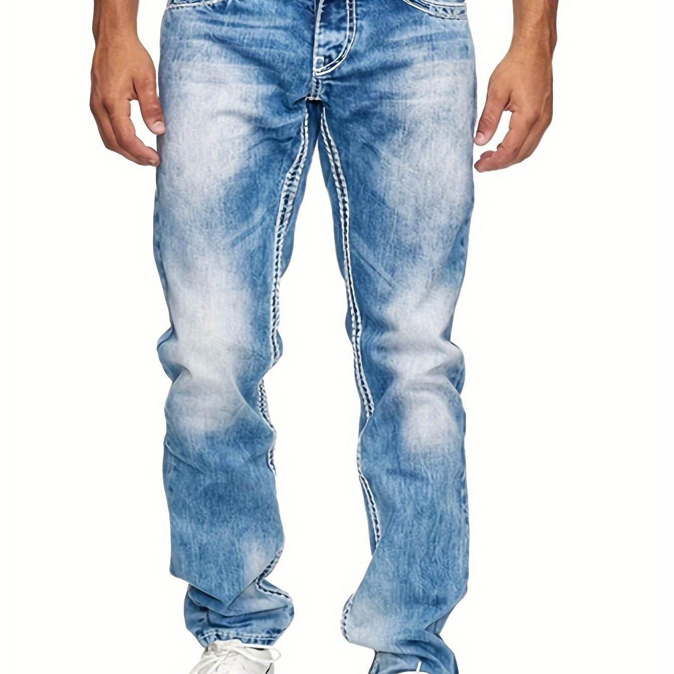 Men's Slim Fit Stretch Denim Jeans - Street Style for All Seasons - Buy Center US