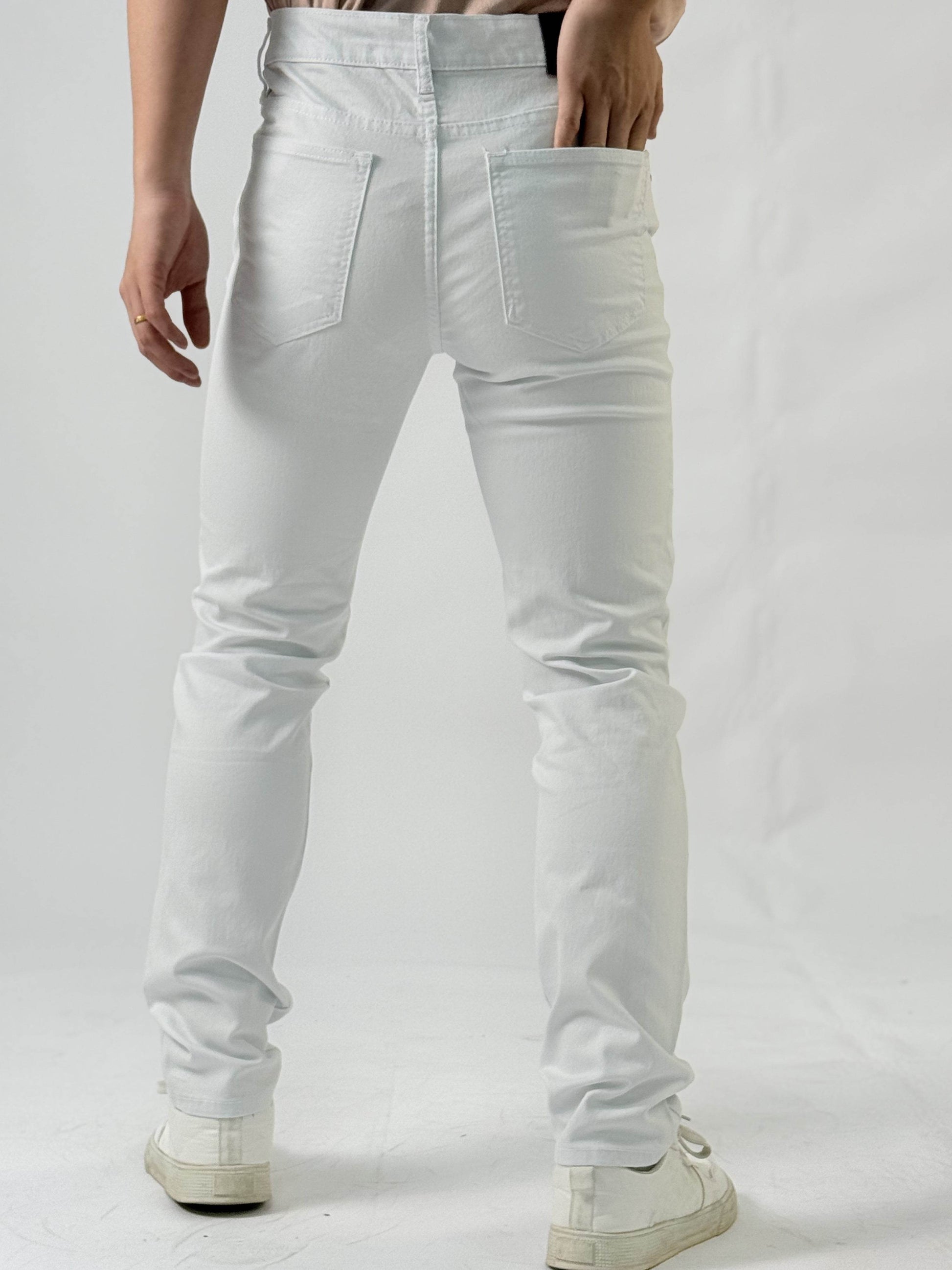 Men's Casual Jeans - Mid-Rise Cotton Blend, Raw Wash Detail for All-Season - Buy Center US