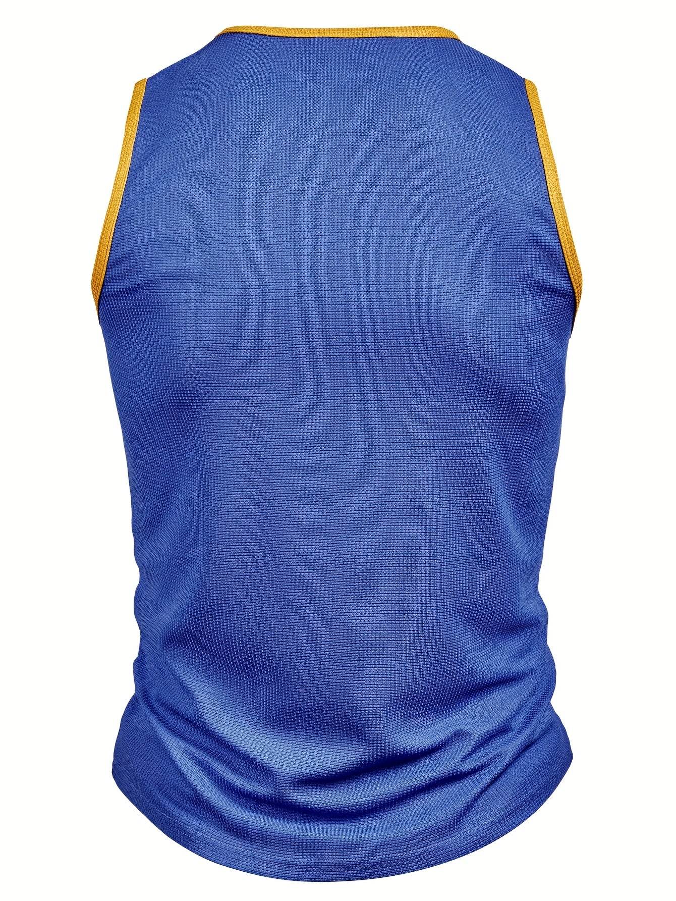 Men's Stylish Color-Blocked Casual Tank Top - Crew Neck, Slim Fit - Buy Center US