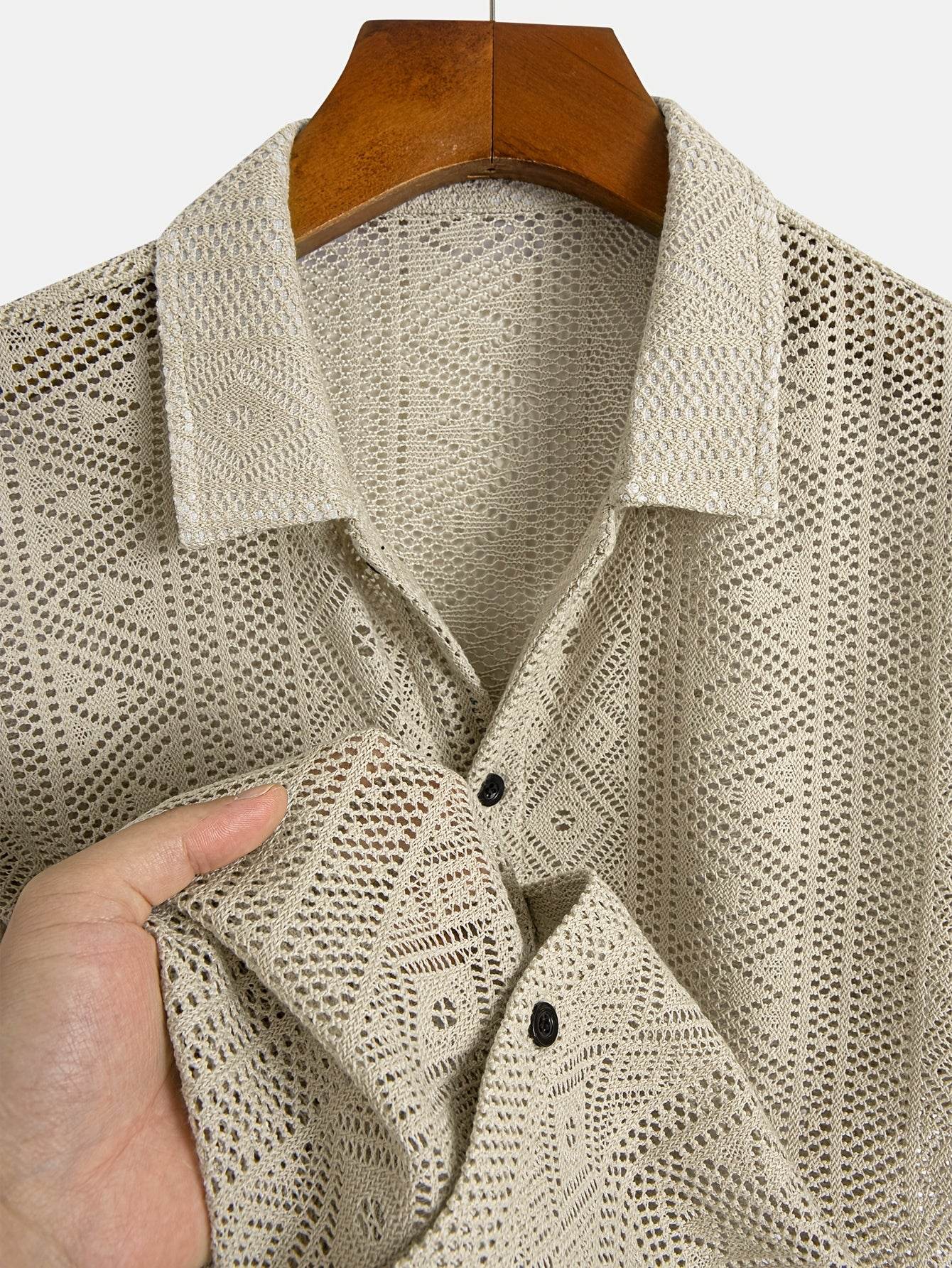 Men’s Casual Knit Open Sweater - Lightweight Lapel Summer Shirt - Buy Center US