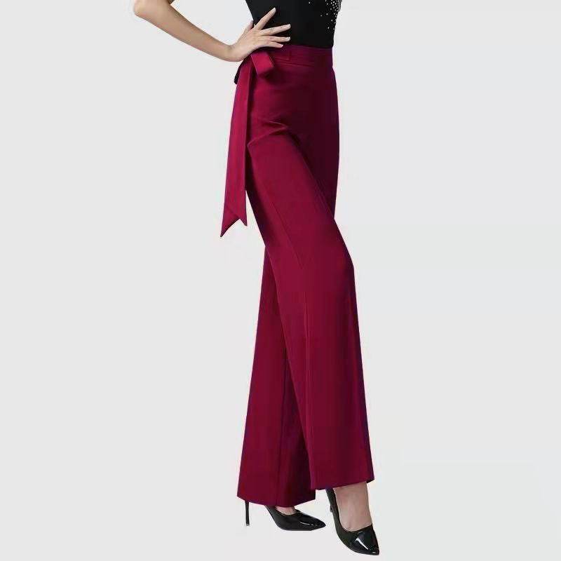 Women's Wide Leg Pants - High Waist Solid Color Draping Design - Buy Center US