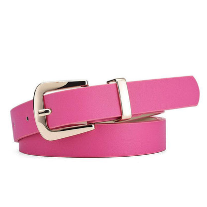 Buycenter Elegant Candy Color Belt - Fashionable Gold Buckle Accessory - Buy Center US
