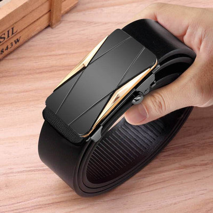 Buycenter Men's Genuine Leather Automatic Buckle Belt - Stylish & Durable - Buy Center US
