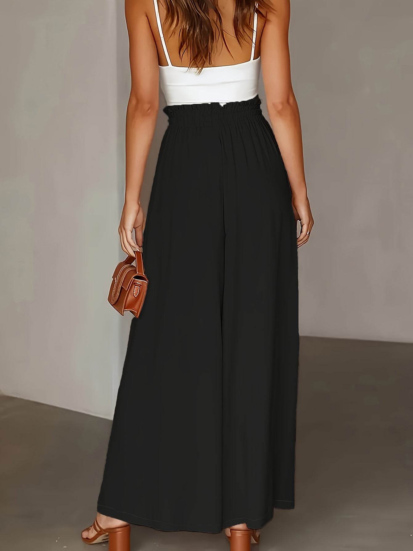 Stylish Plus Size Wide Leg Pants - Paper Bag Waist, Loose Fit Design - Buy Center US