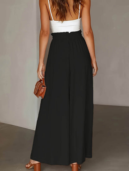 Stylish Plus Size Wide Leg Pants - Paper Bag Waist, Loose Fit Design - Buy Center US