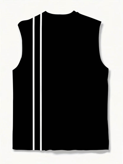 Men's 3D Black Patterned Tank Top - Breathable Sleeveless Sports Vest - Buy Center US