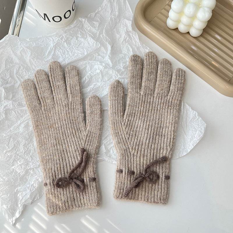 Cozy Autumn & Winter Bow Finger Gloves - Warm Acrylic, Cute Styles - Buy Center US