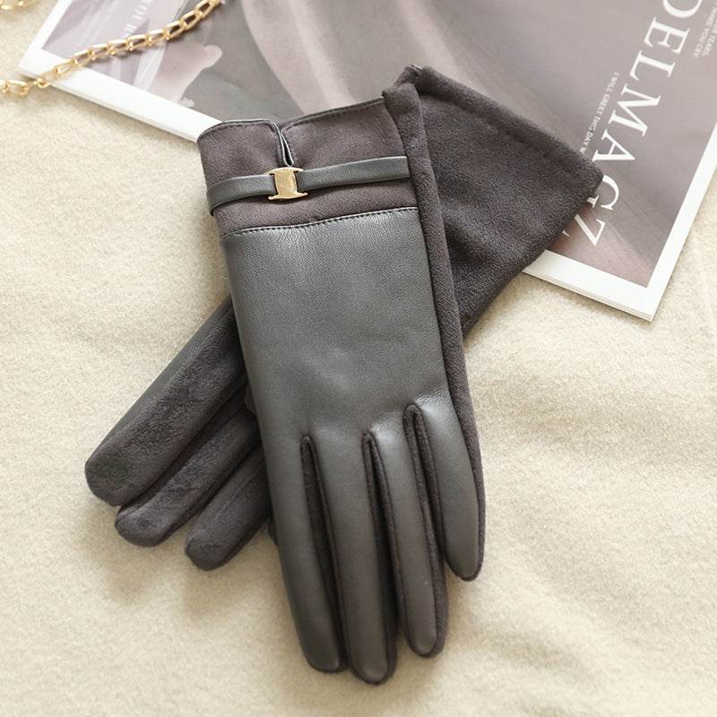 Women's Winter Suede Gloves - Warm, Touch Screen, Non-Slip Style - Buy Center US