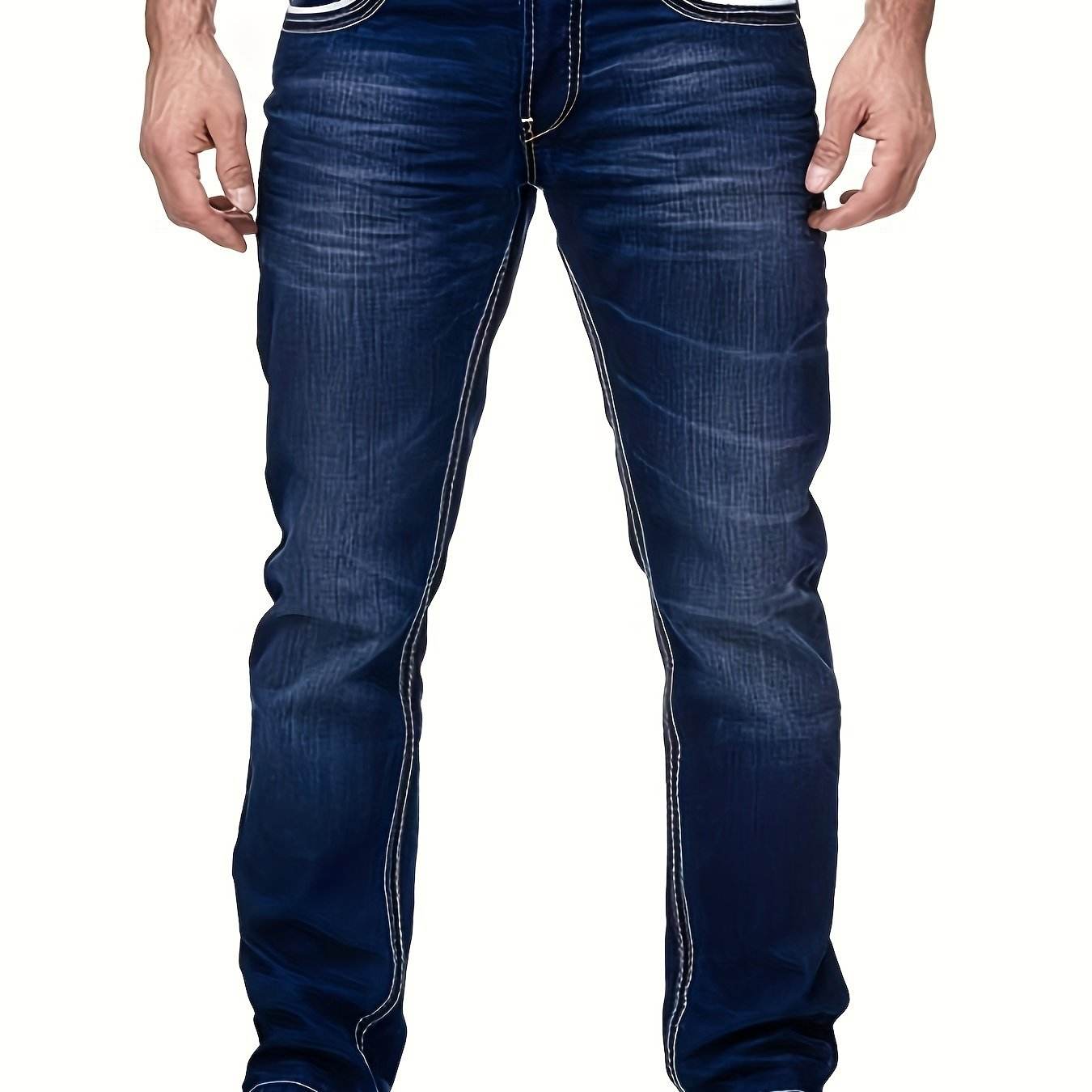 Men's Distressed Skinny Jeans - Medium Stretch Denim Pants for Casual Style - Buy Center US