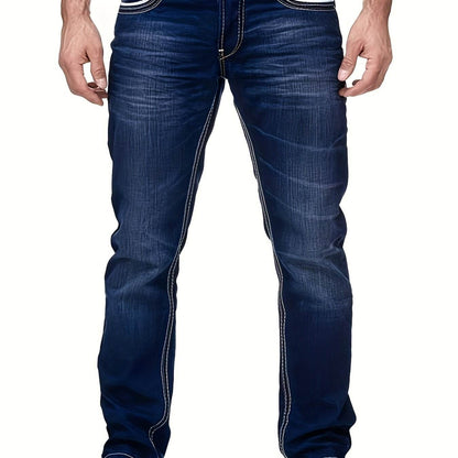 Men's Distressed Skinny Jeans - Medium Stretch Denim Pants for Casual Style - Buy Center US