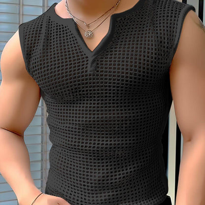 INCERUN Men’s Sexy Fishnet Vest - Hollow Notched Slim Beach/Club Wear - Buy Center US