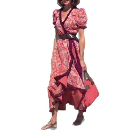 Elegant Women's Holiday Long Dress - High Waist, Mid-Length Skirt - Buy Center US