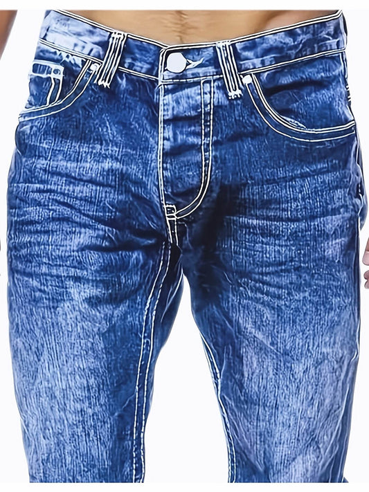 Men's Regular Fit Jeans - Slight Stretch Denim for All-Season Comfort - Buy Center US