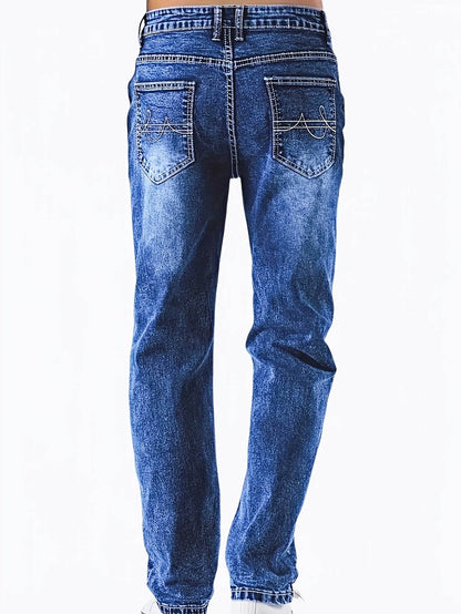 Men's Regular Fit Jeans - Slight Stretch Denim for All-Season Comfort - Buy Center US