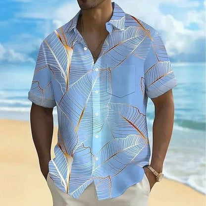 Buycenter Men's 3D Printed Short-Sleeved Shirt - Loose Casual Polyester Top - Buy Center US