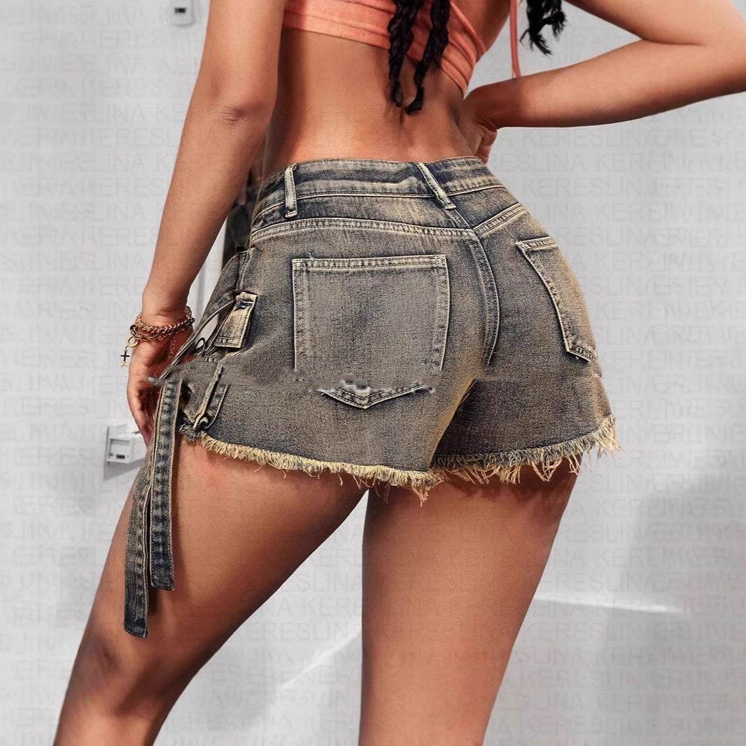 Women's Low Waist Irregular Denim Skirt - Asymmetric Sea Blue Style - Buy Center US