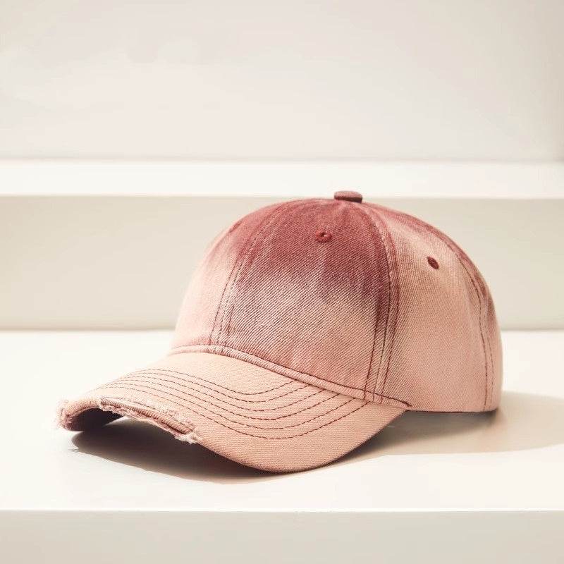 Distressed Gradient Denim Baseball Cap - Adjustable & Fashionable for All Seasons - Buy Center US