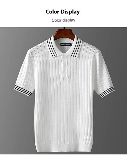 Men's Ice Silk Polo Sweater - Thin Lapels, Comfort Fit, Sizes L to 7XL - Buy Center US