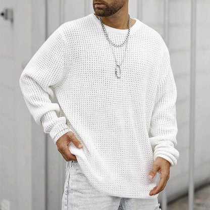 Casual Men's Long Sleeve Crew Neck Pullover - Loose Fit, Multiple Colors - Buy Center US