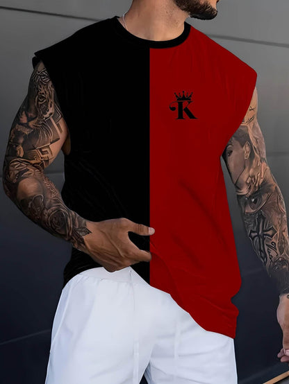 Men's 3D Color Block Sleeveless T-Shirt - Breathable Gym Sportswear - Buy Center US