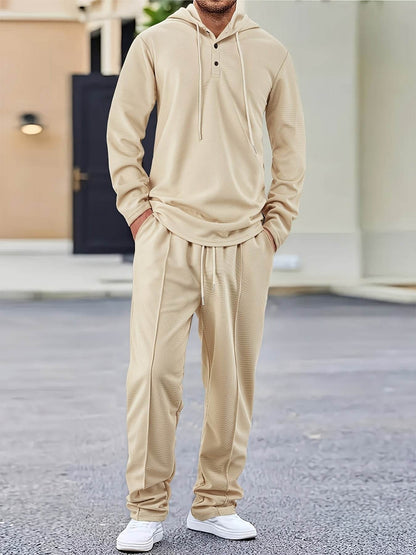 Casual Men's 2-Piece Set - Hooded Sweatshirt & Drawstring Pants - Buy Center US