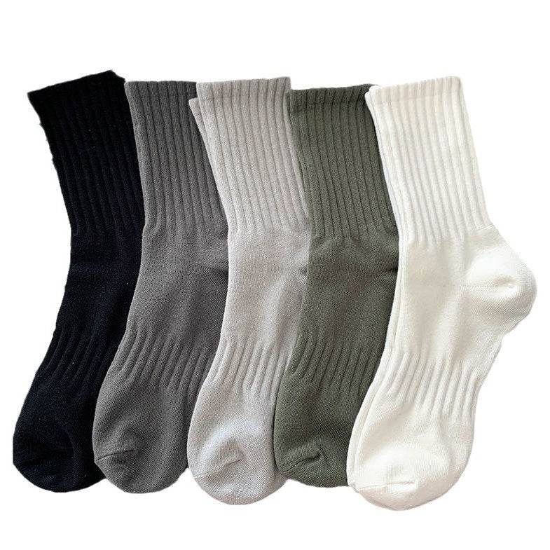 Buycenter Men's Mid-Calf Socks - Pure Color Casual Sports Style - Buy Center US