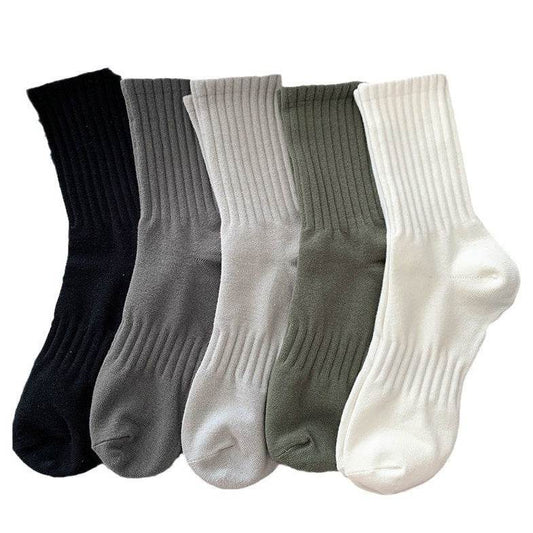 Buycenter Men's Mid-Calf Socks - Pure Color Casual Sports Style - Buy Center US