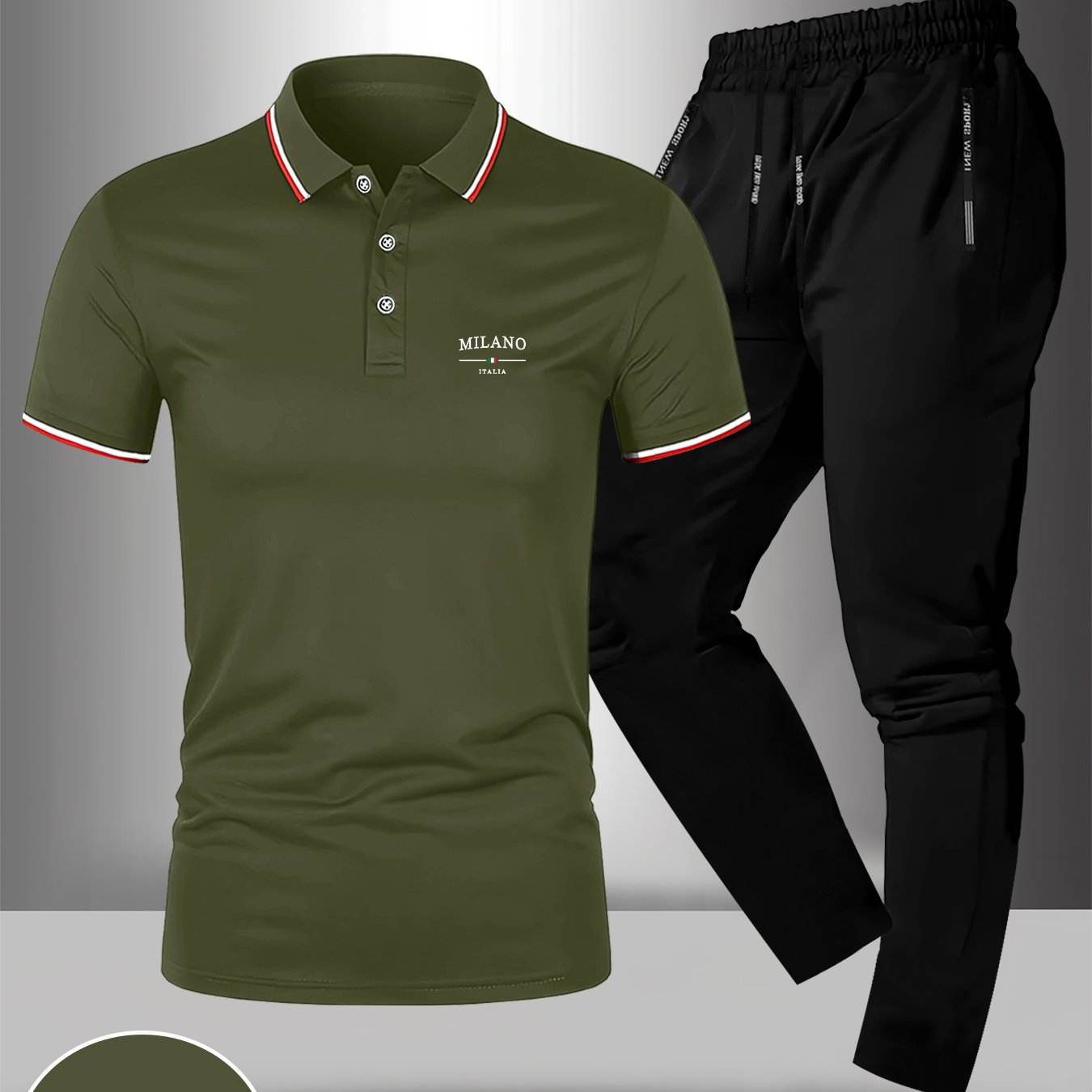 Men's Milano Print Polo Shirt & Pants Set - Casual Summer Fashion - Buy Center US