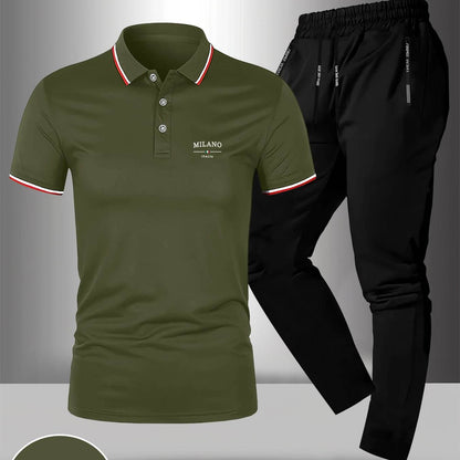 Men's Milano Print Polo Shirt & Pants Set - Casual Summer Fashion - Buy Center US