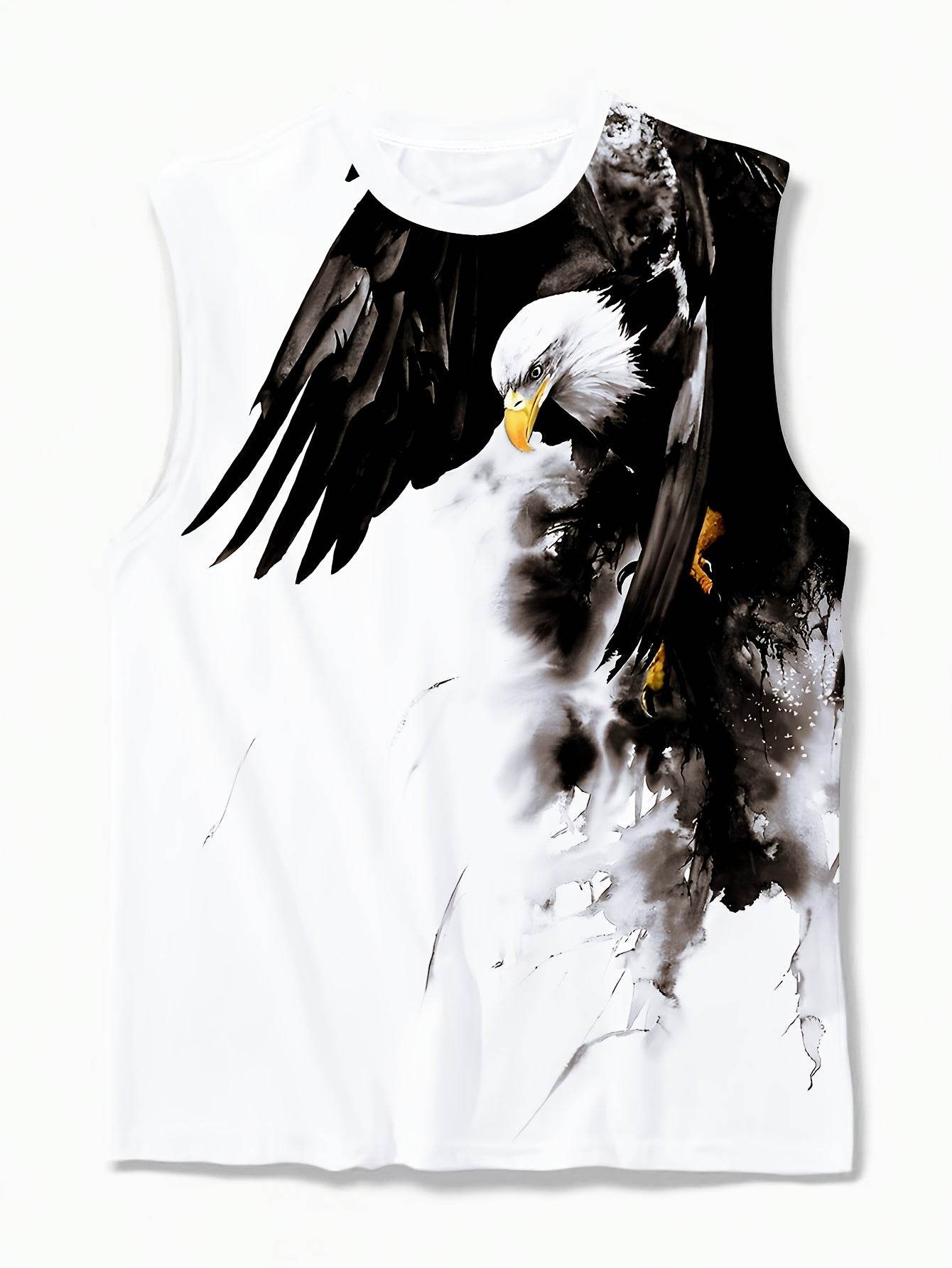 Tiliya Select Men's 3D Eagle Print Tank Top - Breathable Summer Workout Shirt - Buy Center US