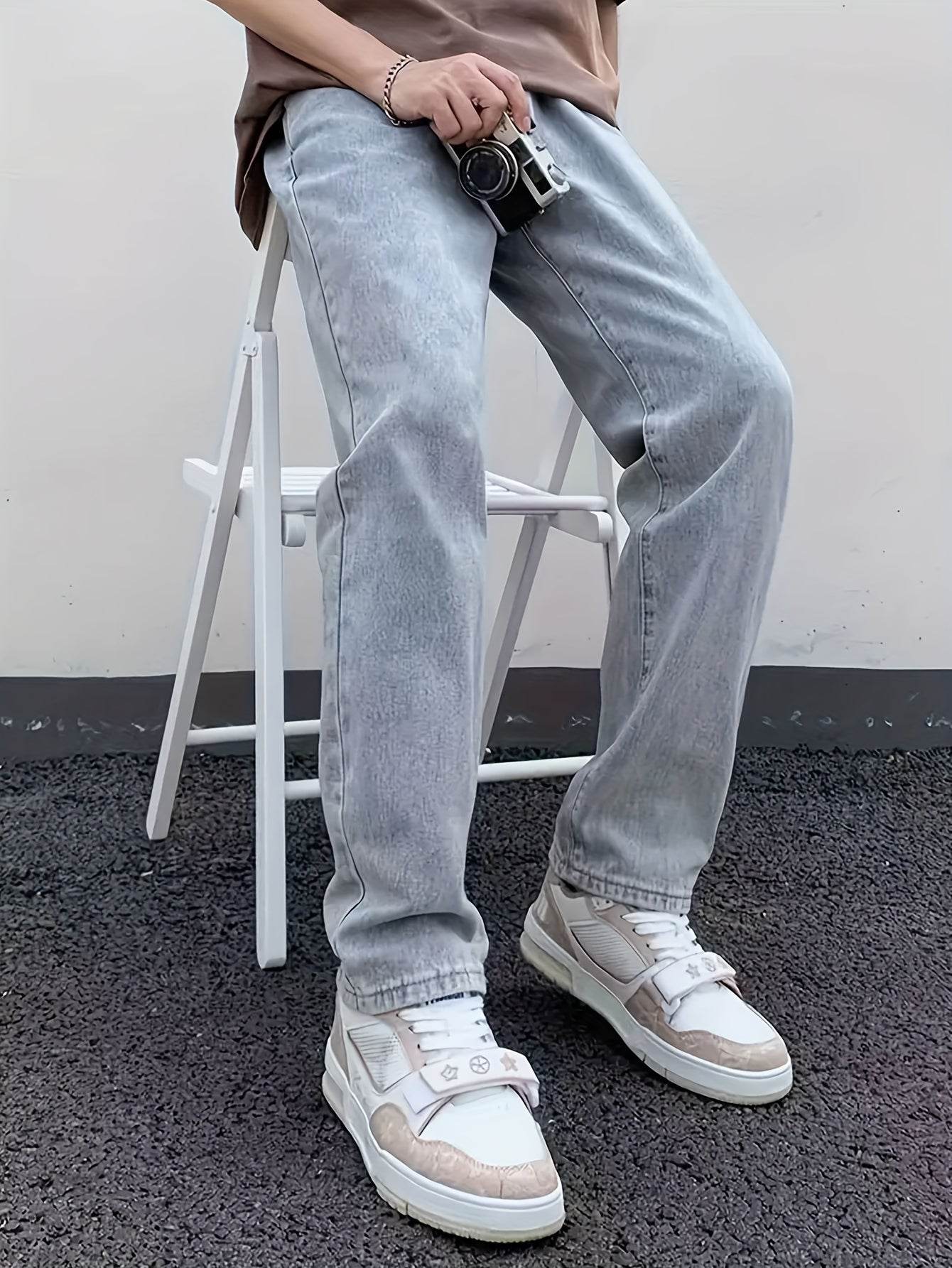 Men’s Loose-Fit Jeans - Cotton Blend All-Season Denim with Pockets - Buy Center US