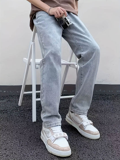 Men’s Loose-Fit Jeans - Cotton Blend All-Season Denim with Pockets - Buy Center US
