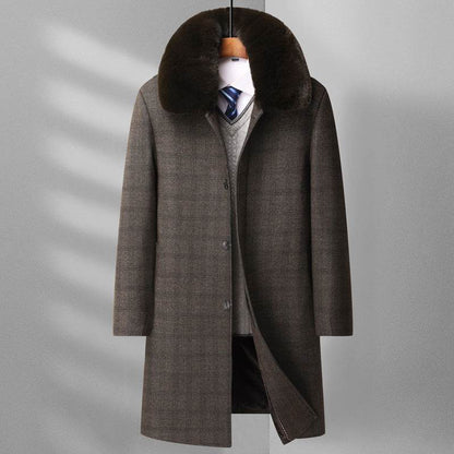 Buycenter Wool Overcoat for Men - Warm Plaid Design for Winter - Buy Center US