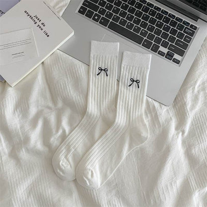 Cute Girl Bow Tube Socks - Breathable Cotton, Mid-Calf Length - Buy Center US
