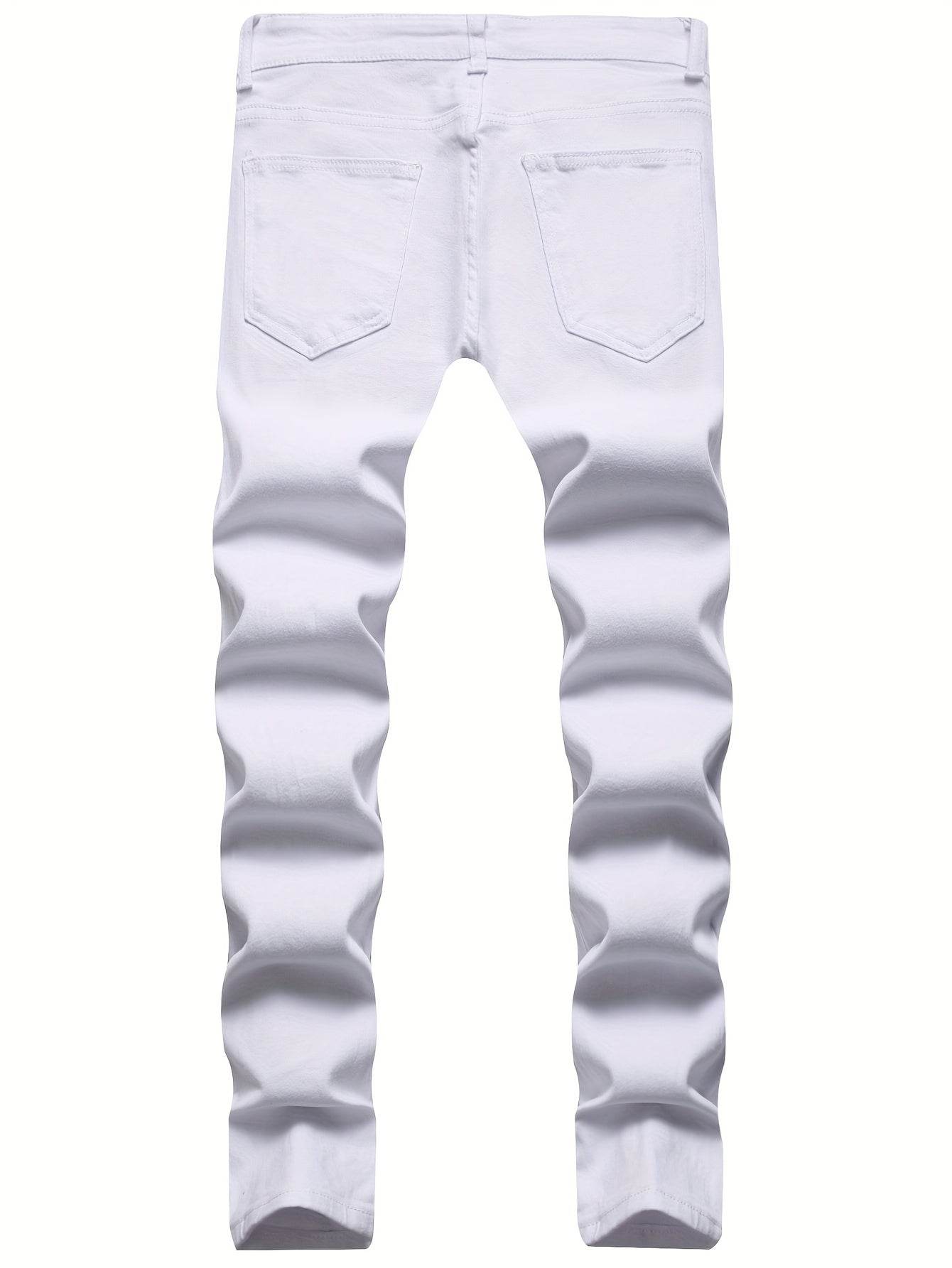 Trendy Ripped Skinny Jeans for Men - Light Wash, Stretchy Denim Fit - Buy Center US