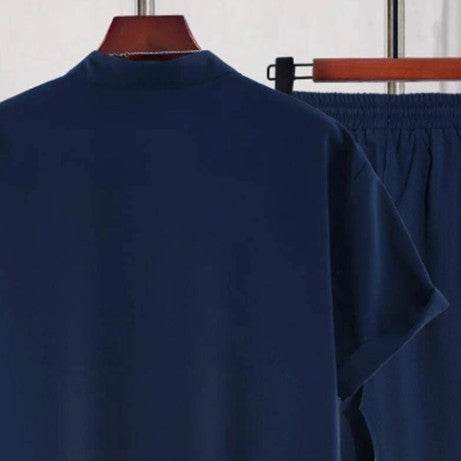 Buycenter Men's Short Sleeve Cardigan Suit - Casual Cotton Shirt & Pants - Buy Center US