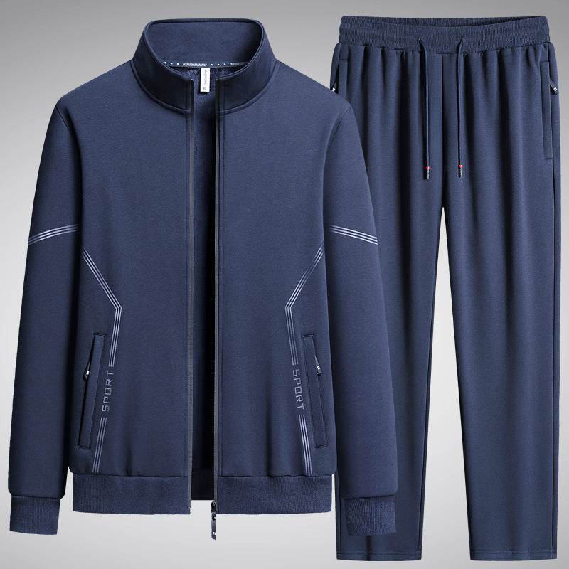 Buycenter Men's Fleece-Lined Sports Suit - Thick Two-Piece Set - Buy Center US