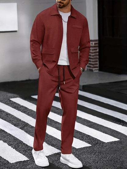 Men's Versatile Long-Sleeve Shirt & Jogger Set - 8 Shades for Every Occasion - Buy Center US