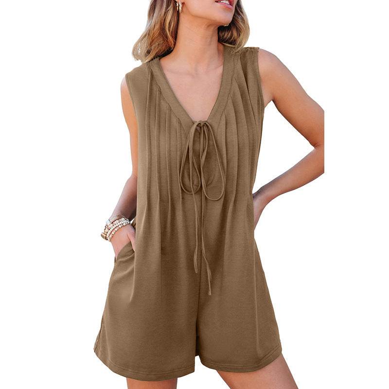 All-match Lace-up Multi-pocket Jumpsuit - Casual Korean Style Outfit - Buy Center US
