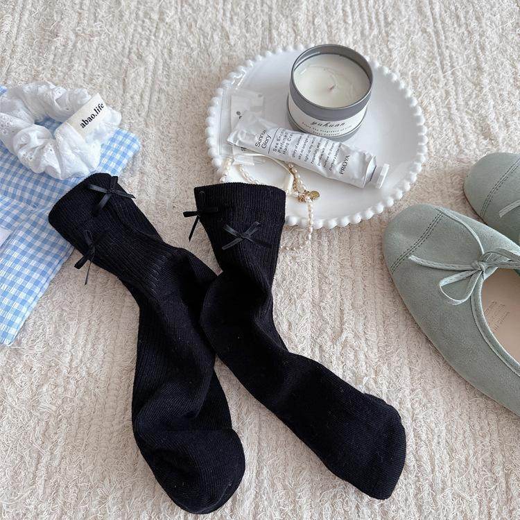 Cute Bow Cotton Seam Socks - Ins Style for Spring & Summer - Buy Center US