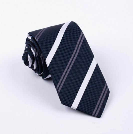 Buycenter Polyester Jacquard Tie - Stylish Stripes for Unisex Fashion - Buy Center US