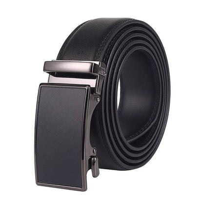 Buycenter Men's Leather Belt - Two-Layer Cowhide with Automatic Buckle - Buy Center US